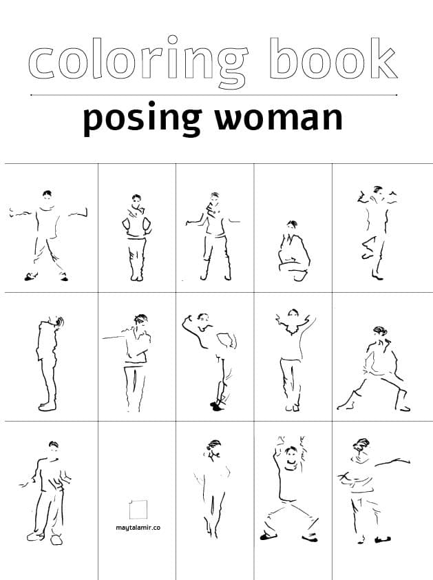 coloring book - posing women