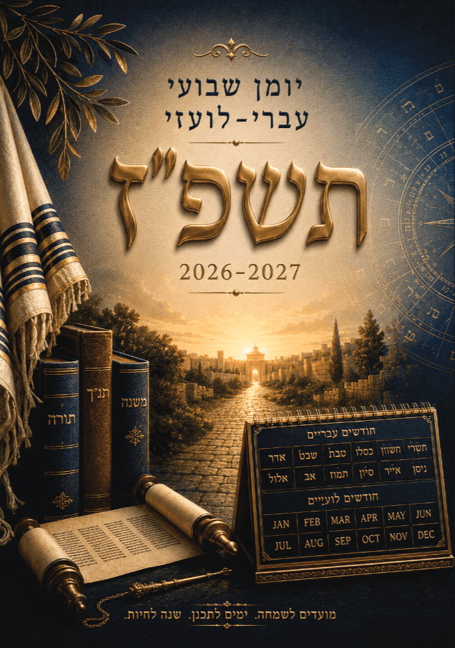 יומן שנתי עברי–לועזי תשפ״ז 2026–2027